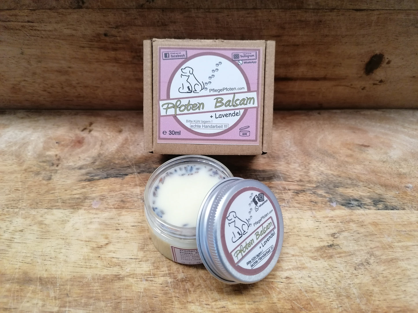 Lavendel - Pfoten Balsam mit getrocknete Lavendelblüten für Pfoten und Nasen - 30ml