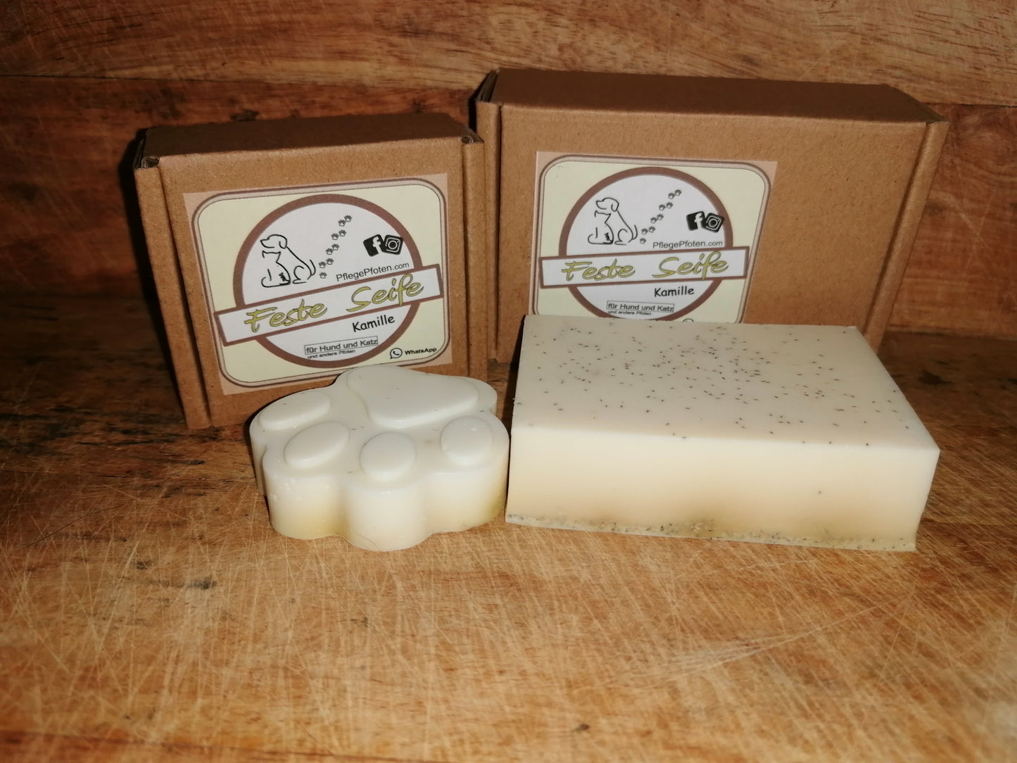 KAMILLE - Hundeseife - Feste Seife mit getrockneter Kamille - Seifenstück 100g