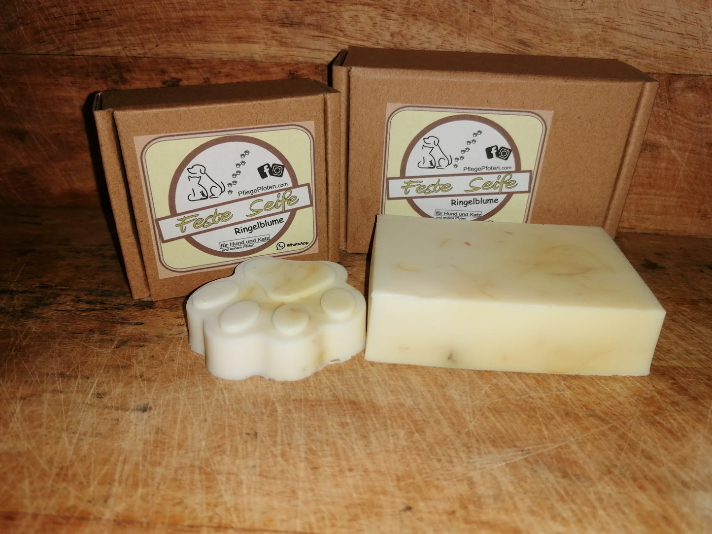 RINGELBLUME - Hundeseife - Feste Seife mit getrockneter Ringelblume Calendula - Seifenstück 100g