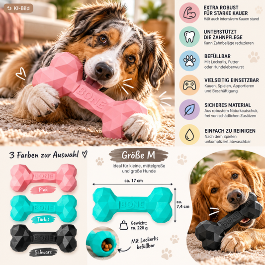 Robuster Kauknochen aus Naturkautschuk – Extra stark für echte Kauprofis 🦴🐾