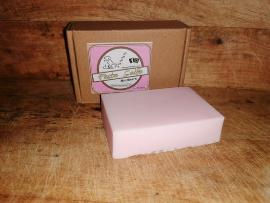 MINZBEERE - Hundeseife - Feste Seife - Rosa mit Glitzer - Seifenstück 100g